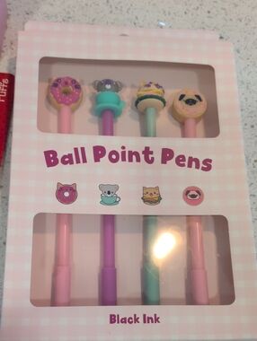 Ball Point Pens Set with Cute Donut & Animal Toppers -